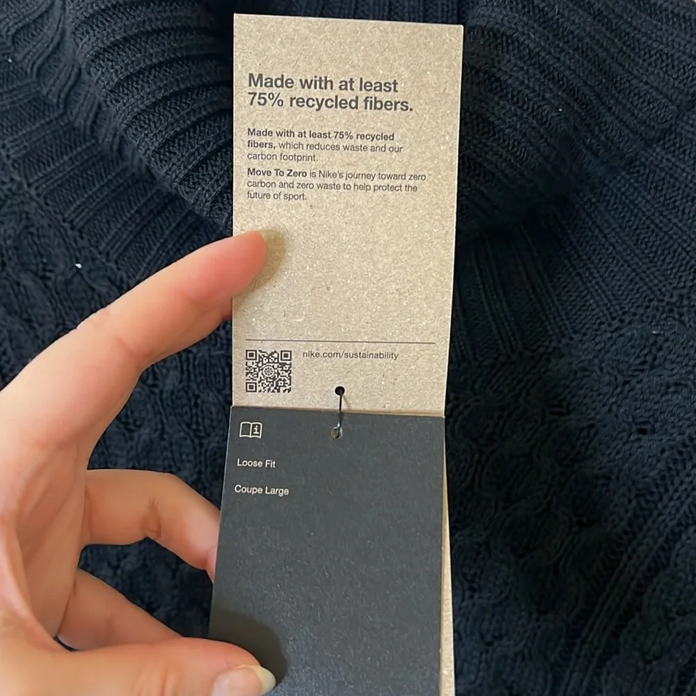 Nike Cable Knit Sweater Turtleneck Black Size Medium Mens Loose Fit - Picture 11 of 16